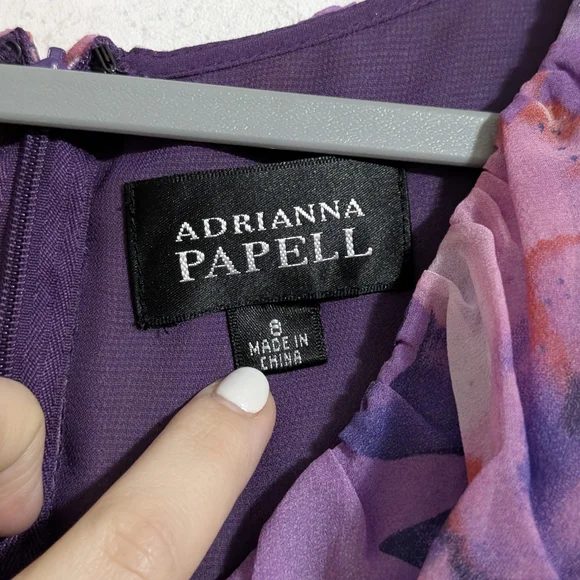 Adrianna Papell 100% Silk Floral Dress Sleevless - Picture 3 of 7